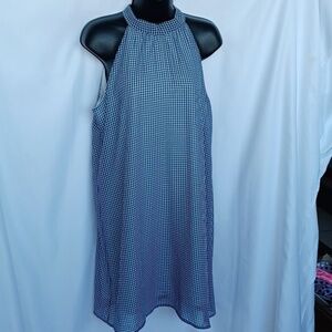 ⭐️Buttons, Navy & White Checked, Yacht Wear Dress, Classy! Sz L, 21" PTP, 35" L